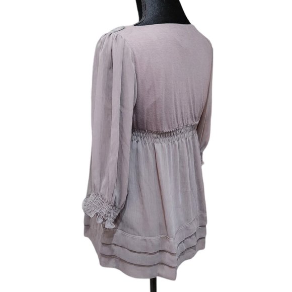 ECI Embroidery Purple Babydoll Flowy Blouse Top Size S - Picture 4 of 8